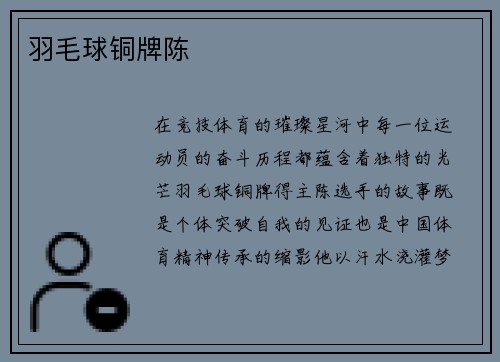 羽毛球铜牌陈